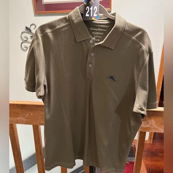 NWOT Tommy Bahama Olive Green Men's Polo ShirtSize Medium #212 - Picture 1 of 5